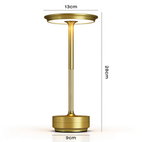 Lampe de table LED sans fil rechargeable à intensité variable en métal pour restaurant, bar, café