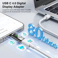 Adapter USB C 240W Penjualan Terbaik, Tampilan Digital LED Tegangan Arus Daya, Konektor Ekstensi Tipe C Male ke Female 80 Gbps