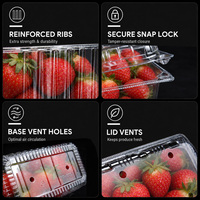 Aanpasbare logo food grade PET fruitdoos met scharnierend deksel, anti-condens, groothandel voor rechtstreekse verkoop vanaf de boerderij & catering