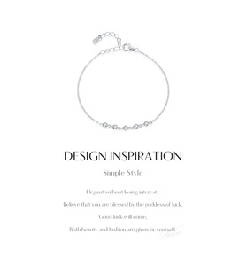 S925 Silver Chain <b>Bracelet</b> With Round Crystal Minimalist Bezel CZ Station Adjustable For Everyday Wear Women Jewelry - Product Image 6