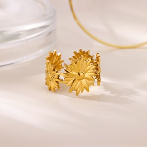 Stainless Steel 18K Gold Plated Design Sense Line Wave <b>Ring</b> Geometric Versatile <b>Open</b> Adjustable Finger <b>Ring</b> For Women - Product Image 4