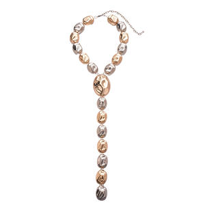 Collier en bambou à pampilles ovales plissées de style métallique électroplaqué, transfrontalier euro-américain, luxe léger haut de gamme, pour la clavicule - Product Image 6