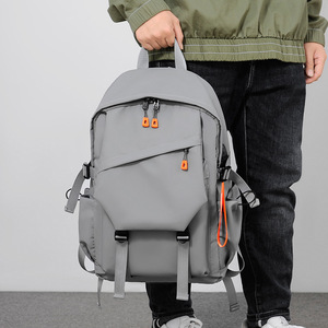 WeiYaLu Men's <b>Backpack</b> <b>Large</b> Capacity Laptop Compartment Everyday Commute Student Use Black Gray Solid Color Shoulder Straps - Product Image 4
