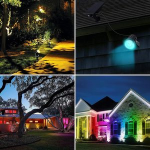 Faretti solari a <span class=keywords><strong>LED</strong></span> per esterni IP65 a bassa tensione riflettore RGB per giardino giardino albero prato illuminazione efficace del paesaggio - Product Image 6