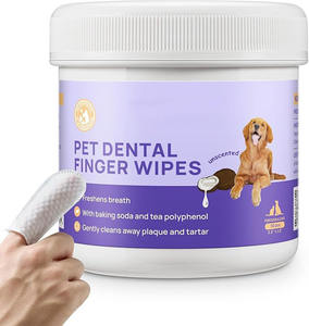 Brosse à dents sans rinçage pour chien en PET, lingettes de nettoyage douces jetables pour <span class=keywords><strong>le</strong></span> soin des gencives, 50 lingettes de nettoyage des dents pour chiens et chats - Product Image 1