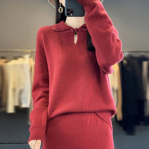 Pull en laine à boutons grenouille de style chinois en laine mercerisée 100% pour <span class=keywords><strong>femme</strong></span> - Product Image 1