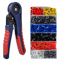 Kit de pinces à sertir hexagonales pour bornes à connexion rapide, entrée latérale, poignée en plastique, assortiment de 1200 connecteurs de fils à gaine isolante