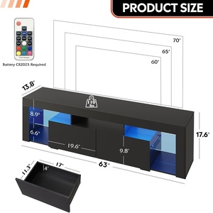 Meuble TV pour téléviseurs jusqu'à 70 <span class=keywords><strong>pouces</strong></span>, centre de divertissement moderne avec éclairage LED et 2 grands tiroirs de rangement, pour salon - Product Image 5