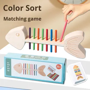 Juguete Educativo Infantil de Venta Caliente Transfronteriza, Juego de Emparejar Colores Montessori, Palo de Inserción de Espinas de Pescado, Habilidades Motoras Finas - Product Image 1