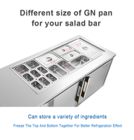 Refrigerador Comercial con Mostrador de Acero Inoxidable, Enfriador de Pizza, Congelador para Ensaladas