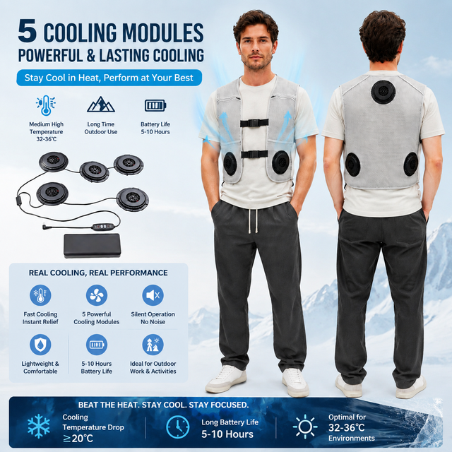 Rechargeable Cooling Fan Vest Workwear Industrial Work Cooling System Summer Heat Protection Professional Cooling Work Vest