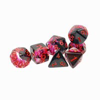 Ensemble de dés en résine DND avec motif de dragon et noyau liquide, 7 dés polyédriques à bords tranchants pour D&D RPG