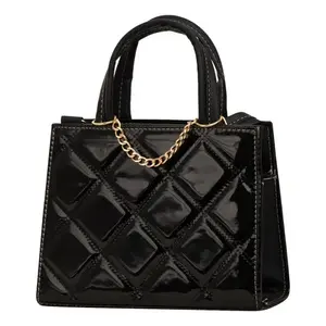 Bolso Bandolera Fana Nika con Asa Individual, Negro, PU, Diseño de Diamantes, Cadena, Cierre de Cremallera, Bolso de Hombro para Mujer - Product Image 3