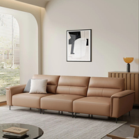 Canapé en cuir rectangulaire trois places de haute qualité, design moderne, rembourrage en éponge, confortable et doux, canapé de salon SYMTERA, hôtel, villa