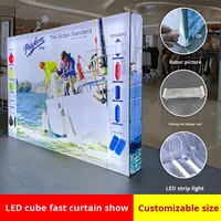 Écran LED Cube Pliable Double Face pour Stand d'Exposition, Rideau Rapide, Boîte à Lumière, Toile Murale Standard en Maille pour Équipement de Salon Professionnel