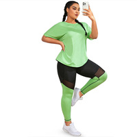 Ensemble de sport grande taille pour femme, été, ample, séchage rapide, respirant, course, fitness, yoga, effet galbant fessier, deux pièces