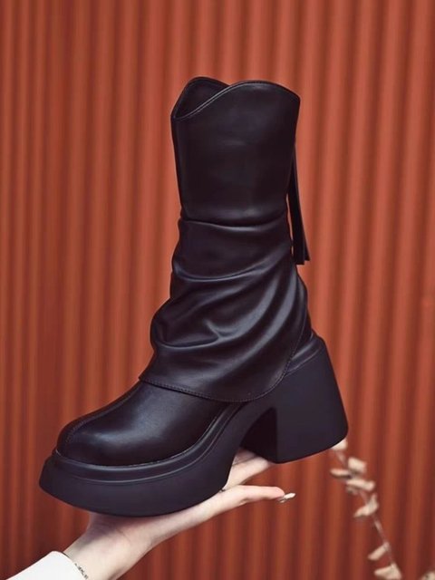 2026 New Style Platform Women's Autumn Boots-European Fashion Design with Patchwork-Waterproof & Anti-Slip Trendy Shoes