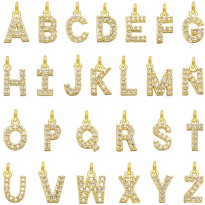 Breloques en cuivre avec lettres de l'alphabet A-Z, breloques en zircon, breloques en lettres initiales plaquées or, breloques tendance pour bébé, cadeau pour enfants - Product Image 1