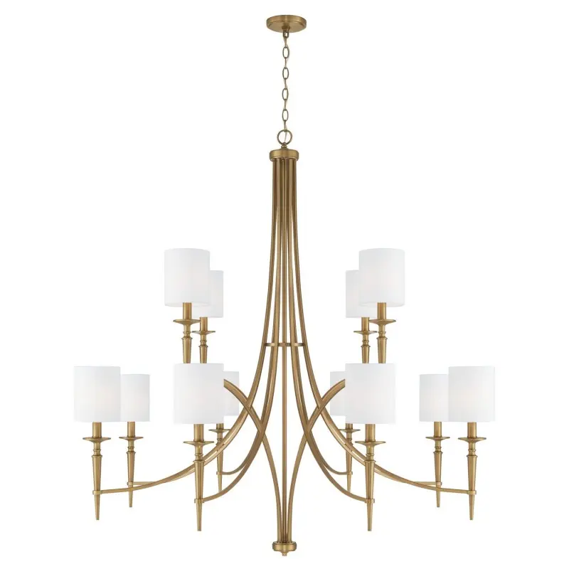 American Design Villa Living Room Solid Brass Pendant Light With Fabric Shades Ceiling Chandelier