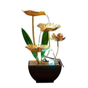 Fuente de agua Feng Shui de metal para decoración de escritorio con luz LED para decoración del hogar u oficina - Product Image 5