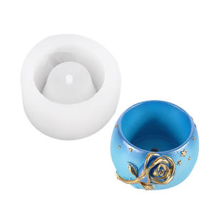 3D Oval Artístico Rosa <span class=keywords><strong>Flor</strong></span> <span class=keywords><strong>de</strong></span> Melocotón Flora Marina y <span class=keywords><strong>fauna</strong></span> Superficie DIY Silicona Hormigón Resina Olla Tarro Moldes - Product Image 3