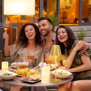 Lampada da Tavolo Antela LED Ricaricabile Portatile Dimmerabile Touch 3000K 4000K 5000K Paralume Dorato 11x11x36 Cm - Product Image 6