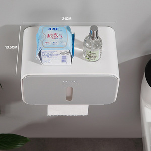 Ecoco Wall Mounted Toilet Paper Holder Touch Sensor Waterproof Storage Bathroom Tissue Box With Phone Stand - Product Image 4