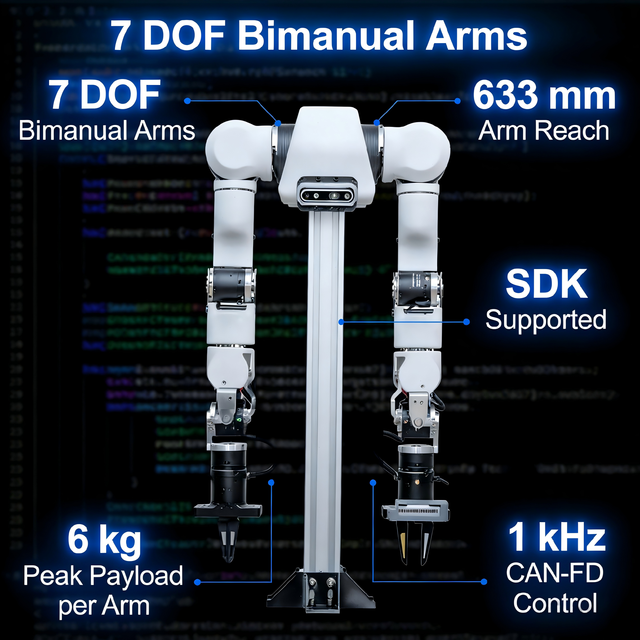 Industrial Agility A1 Fully Open Source Humanoid Robot Arm with 7DOF High Payload Human Level 6 Axis Dexterity Robotic Arm