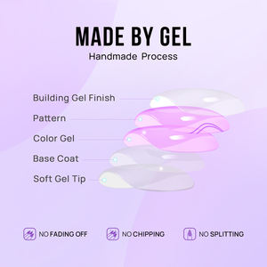 Ongles en gel de luxe à marque privée, forme amande courte, design de créateur, à presser, vente en gros, haute qualité, gel souple, pointe française, ongles à presser - Product Image 3