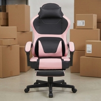 Chaise de bureau exécutive moderne en cuir avec accoudoirs réglables, ergonomique, style racing, dossier haut, pivotante, en tissu et acier inoxydable