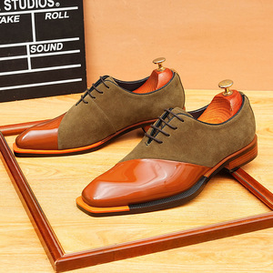 Chaussures habillées pour hommes les plus vendues, nouvelles chaussures de cérémonie élégantes, chaussures de mariage classiques, respirantes, antidérapantes, imperméables, en cuir de vachette - Product Image 1