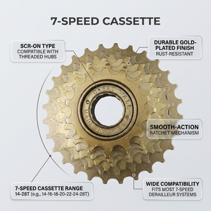Piñón <span class=keywords><strong>de</strong></span> <span class=keywords><strong>bicicleta</strong></span> <span class=keywords><strong>de</strong></span> 7 <span class=keywords><strong>velocidades</strong></span>, <span class=keywords><strong>21</strong></span> <span class=keywords><strong>velocidades</strong></span>, 14-28T, con rosca BSA chapada en oro, para <span class=keywords><strong>bicicleta</strong></span> <span class=keywords><strong>de</strong></span> montaña o ciudad, piezas <span class=keywords><strong>de</strong></span> repuesto para piñón libre <span class=keywords><strong>de</strong></span> <span class=keywords><strong>bicicleta</strong></span>. - Product Image 3