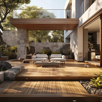 Revêtement de terrasse composite WPC artificiel résistant à l'eau, revêtement de terrasse solide co-extrudé imperméable