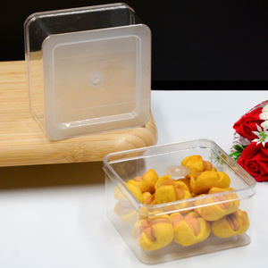 เครื่องดื่มเค้ก Tiramisu ภาชนะบรรจุอาหารสี่เหลี่ยมทนต่อการขนส่งและไม่ง่ายต่อการทำลายกล่องคุกกี้แบบพลาสติกใส - Product Image 4