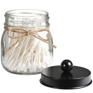 थोक Qtip धारक 8oz मेसन जार के लिए आसान संभाल <span class=keywords><strong>Lids</strong></span> के साथ क्यू-सुझाव/राउंड/गेंद