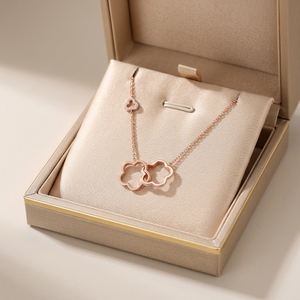 Collier à double pendentif en or massif 18 carats avec diamants naturels, série romantique fleurie, bijoux fins de Hong Kong, cadeau d'anniversaire pour femme - Product Image 6