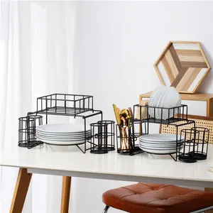 Novo design cozinha acessórios armazenamento titulares buffet caddy cesta metal tigela prato prateleiras