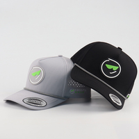 Casquettes de golf et de baseball personnalisées OEM BSCI en PVC avec logo coloré, en tissu Oxford Dobby Argyle, imperméables, découpées au laser, perforées, avec boucle en cuivre doré