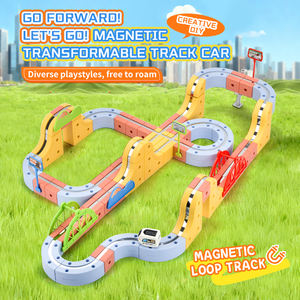 Kit de circuit ferroviaire magnétique éducatif DIY, pistes de course de voitures, jouet STEM, ensemble de pistes d'aventure, train jouet transformable DIY pour garçons de 3 à 8 ans - Product Image 3