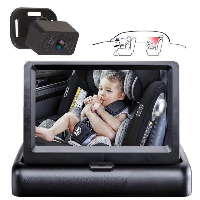 4.3 Inch Folder Monitor Facing Baby Monitor 360 Adjustable Baby Rear Monitor Camera With Night Vision Camera