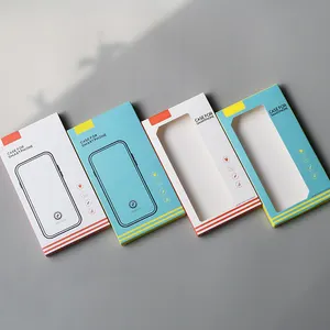 Aangepaste Retail Display Verpakking Mobiele Telefoon Hoesjes Papieren Verpakking Met Doorzichtig Venster Voor Mobiele Telefoon Hoesje