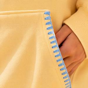 <span class=keywords><strong>Felpa</strong></span> Oversize Personalizzata per <span class=keywords><strong>Donna</strong></span>, Giallo Pastello, in Misto Cotone Pesante, Ricamata, Stile Streetwear Estetico - Product Image 2
