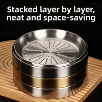 Piring Sajian Bulat Minimalis Modern dari Baja Tahan Karat 304 untuk Hot Pot, BBQ, Prasmanan Sayuran, dan Hidangan Beraneka Ragam di Dapur
