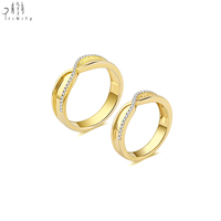 Anillos de Pareja de Lujo en Oro Amarillo Sólido de 18K con Diamantes Naturales, Engaste Pavé, Ajuste Cómodo, Joyería Fina Moderna y Minimalista