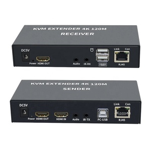 Extensor HDMI Full HD 120M 4K 1080P HDMI sobre Cat5e/6 RJ45 Lan KVM Extender con KVM USB IR Control remoto Loop Out 120M