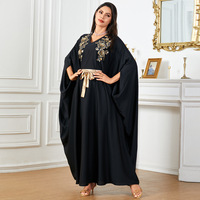 4044 dubaï femmes manches longues chauve-souris Robe musulmane transfrontalière à la mode ample Abaya pour Ramadan grande taille printemps saison Robe