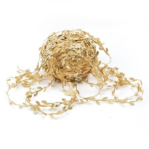 Feuilles de saule en rotin artificiel, dorées et argentées, en relief, pour décorations de couronnes, accessoires pour cheveux DIY, fournitures artisanales - Product Image 4