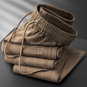 Pantaloni Casual in cotone <span class=keywords><strong>a</strong></span> <span class=keywords><strong>righe</strong></span> da uomo di lusso leggero pantaloni sportivi in cotone <span class=keywords><strong>a</strong></span> <span class=keywords><strong>righe</strong></span> elasticizzato in vita sottile e traspirante - Product Image 3