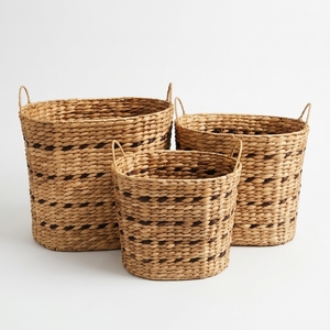 Handmade Woven Organizer <b>Bin</b> for Home Decor Sustainable Eco-friendly Natural Water Hyacinth Storage Basket Set More Options - Product Image 4