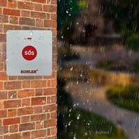 KONLEN 433Mhz Sirène stroboscopique solaire ABS avec bouton d'alarme de panique et lumière, système d'alerte SOS extérieur puissant pour la sécurité domestique